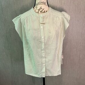 Old Navy Light Green Striped Button Down Shirt Size Small